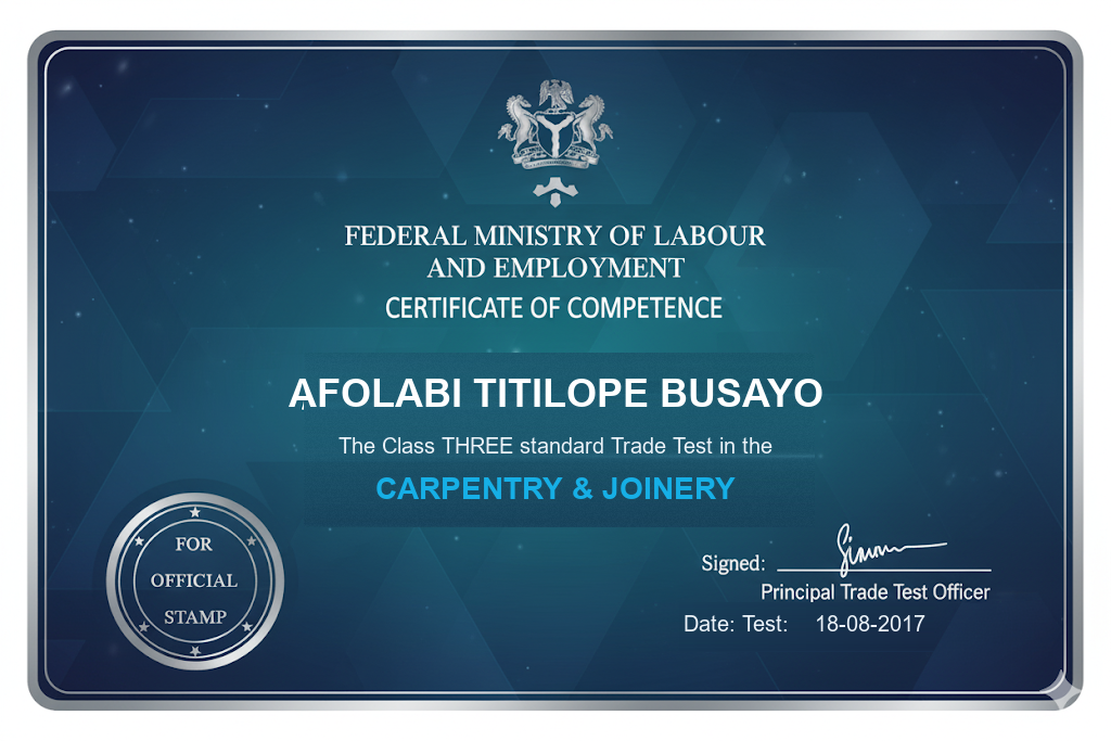Trade Test Certificate III (2017)