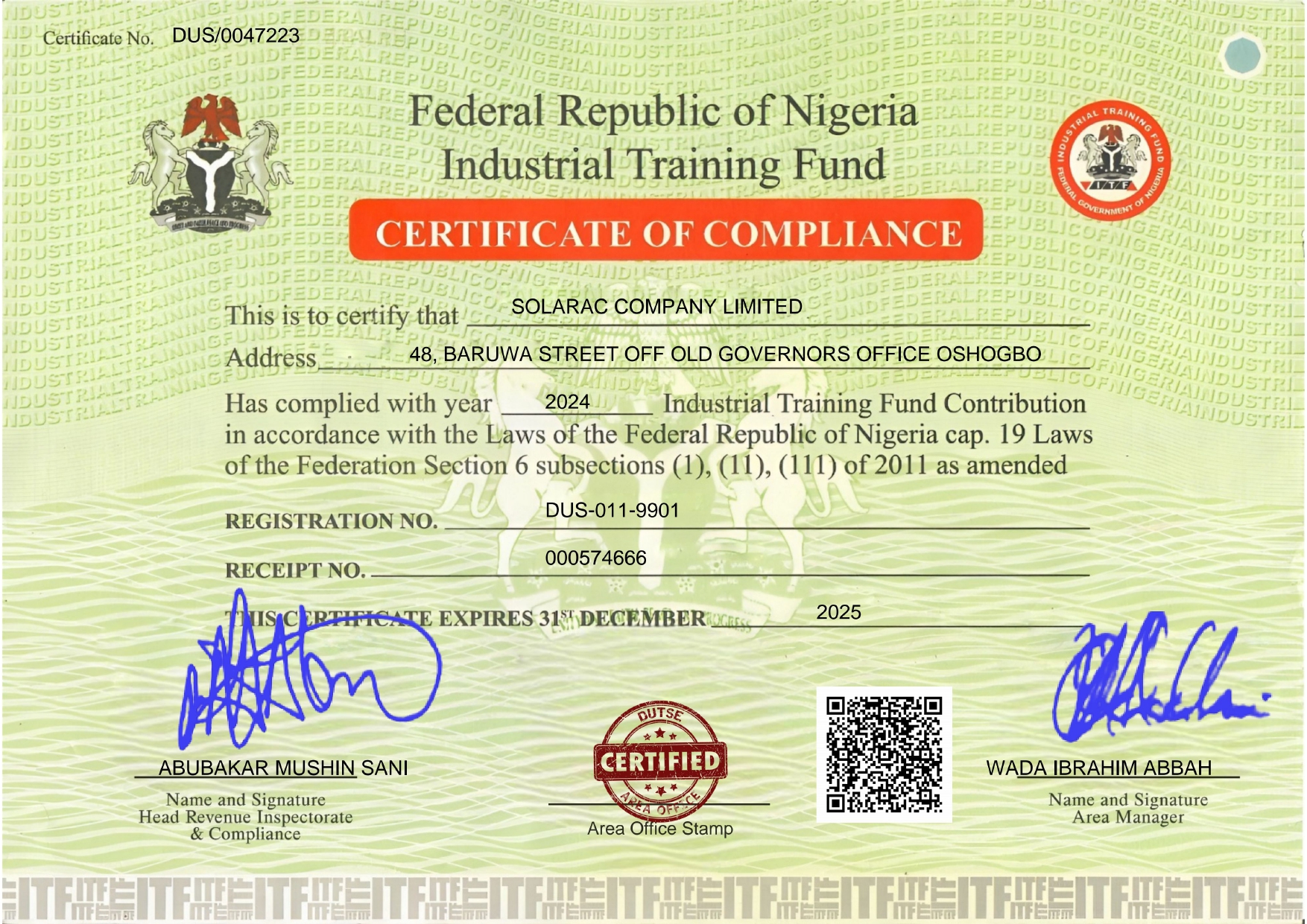 ITF Certificate